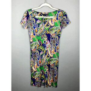 Ralph Lauren Sport Paisley Print Pullover Dress XS Green Multicolor Short Sleeve